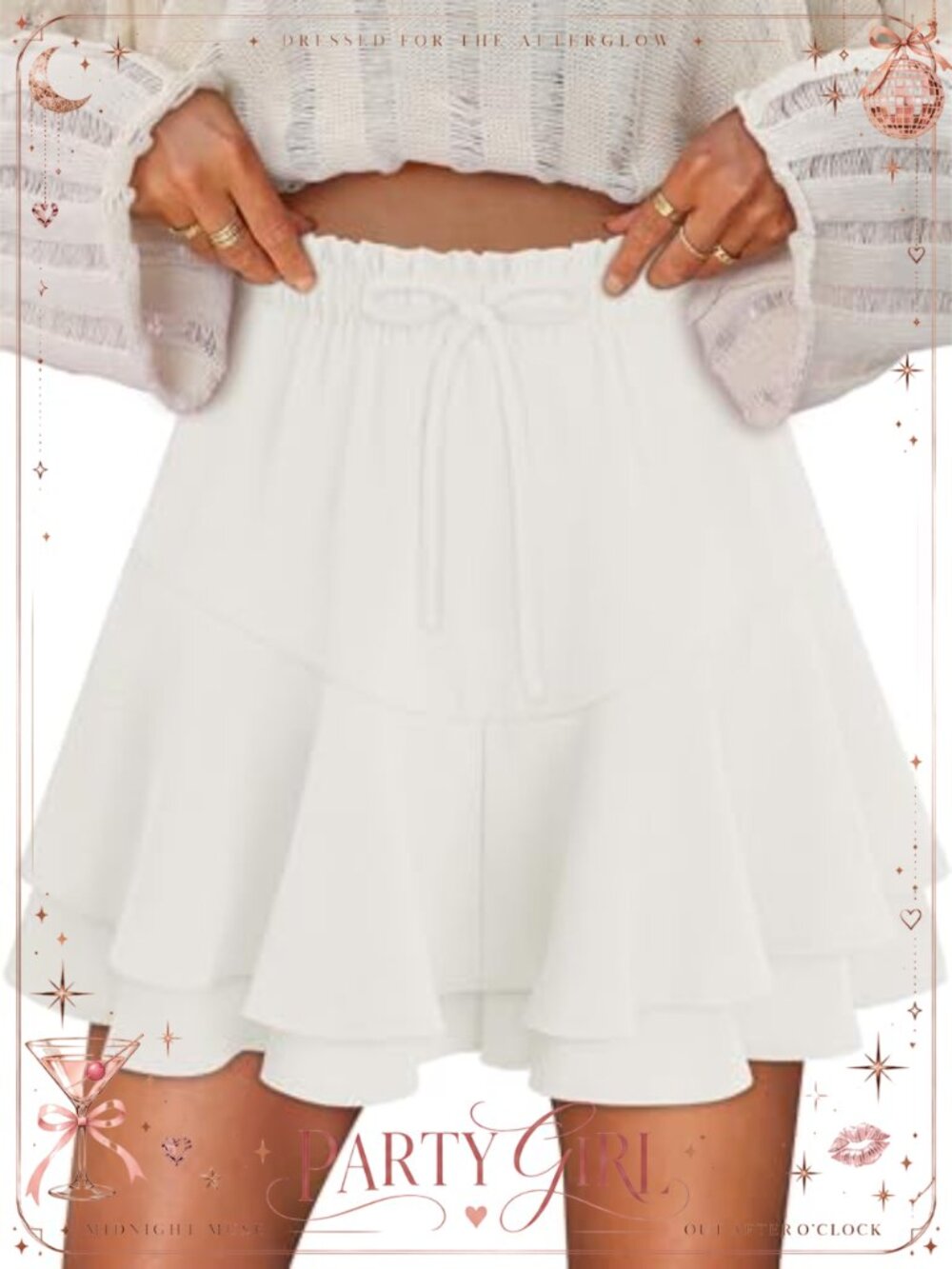 Flowy Ruffle Tiered Skort Mini Tennis Skirts Polyester Summer